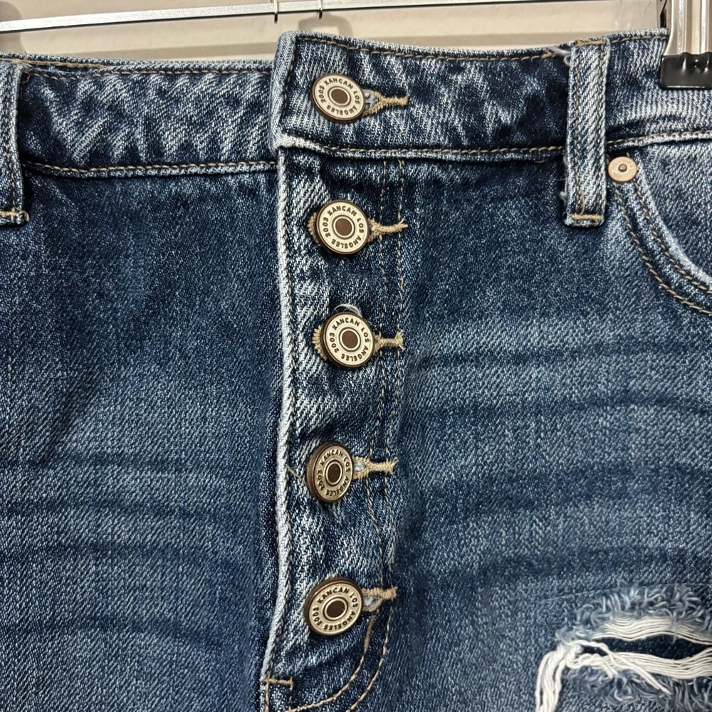 KanCan Blue Distressed Jean Denim Shorts‎ Raw Hem - Picture 2 of 8